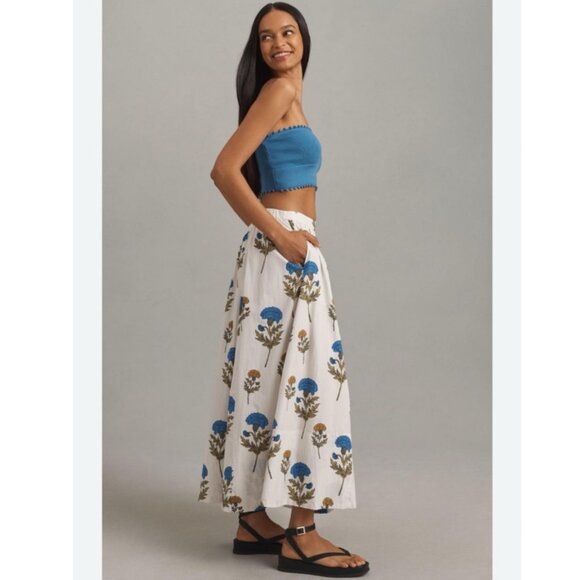 NWT Anthropologie The Jacie Poplin Floral Printed Midi Skirt by Maeve in X-Large - Picture 6 of 14